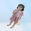 27T Fashion Baby Girls 3pcs تناسب الأطفال الأطفال مجموعات ملابس صلبة قمم قصيرة الأكمام بليزر شورت شورتات الصيف T20070715846407