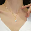 Pendentif Colliers Zircon Moon Star Eye Collier pour femmes Plaqué or en acier inoxydable Bijoux de fête de Noël Cadeau Collier Femme