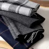 Halsdukar Cashmere Scarf Men Winter Strip Solid Plaid Wool Scarf Luxury Classical Warm Cashmere Winter Scarves For Men Winter Accessories J231109