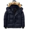 Hoogwaardige heren Down Jacket Goose Coat Real Big Wolf Fur Canadian Wyndham overjas kleding Modestijl Winter Outerwear Parka maat XS-2XL