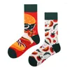 Chaussettes canard mandarin pour hommes et femmes, originales AB, tendance, Tube moyen haut, fleur, Fruit, Animal, dessin animé, coton