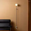 Wall Lamps Wiring Free Socket Type LED Lamp Simple Long Pole El Art Iron Glass Sconce Light Living Room Aisle Lighting Fixture