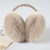 Ear Muffs Winter Faux päls öronmuffar fast färg varmare plysch fuzzy stora pannband kvinnor förtjockar varmt skydd 231109