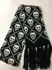 Sjaals Dragon Skull Sjaal Unisex Dames Man Winter Gebreide Pashmina Sjaal Zwart Acryl Echarpe Luxe Vrouwelijke Skeleton Wrap met Franjes J231109