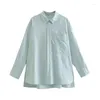 Women's Blouses Spring 2023 Woman's Pea Green Loose Shirt Long Sleeve Turn-down Collar Blouse Chic Female Casual Tops Chemise Femme