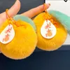 Pluche Oranje Sleutelhanger Faux Konijnenbont Zoet Fruit Ornamenten Hanger Mannen Vrouwen Tas Autosleutelring Trinket Gift Accessoires