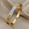 Bangle dodohao uniuqe inlagd kristall zirkon tunn rostfritt stål armband armband för kvinnor charm guldfärg smycken tillbehör