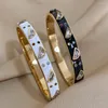 Bracciale rigido in acciaio inossidabile verniciato smaltato impermeabile vintage reale colorato CZ pietra donna uomo braccialetto gioielli