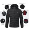 Mens Down Parkas Men 9 Placera uppvärmda vinter Varma jackor USB -uppvärmning vadderad smart termostat Pure Color Hooded Clothing Waterproof 231109