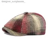 Cappelli a tesa larga 2023 Uomini e donne Retro ottagonale C addensato lavorato a maglia strillone C lingua d'anatra pittore cappello berretto scozzese Street Forward CL231109