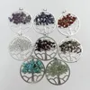 Pendant Necklaces Fashion Good Quality Mixed Natural Stone Life Of Tree Necklace Jewelry Making Accessories 55mm 8pc