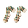 Chaussettes pour hommes 1 paire et bas mi-hauts mi-hauts pour femmes British Plaid Automne Hiver Coton