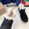 Tasarımcı Kadın Botlar Süet Deri Ayak Bileği Kar Botları Kalın Düzenli Ayakkabılar Kış Sıcak Kürk Deri Ayakkabı Üzerinde Sıcak Kürk Slip Slip Pamuk Botları