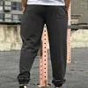 Erkek pantolon rahat gevşek ayak bileği basketbol koşu eğitimi eşofmanları yırtık moda sokak kıyafeti açık pamuk