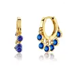 Boucles d'oreilles clous mode européenne et américaine plaqué or bleu foncé percé créoles femme grand