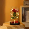Partydekoration Muttertag Ewige Rose LED-Licht in Glasabdeckung Valentinstagsgeschenk für Freundin Hochzeitsbevorzugungen Brautjungfer Folienblume