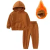 Bekleidungssets Kinderbekleidung Herbst und Winter Kinder Fleece Langarm Set 0-6 Jahre alt Baby Kapuzenpullover Sport zweiteilig S 231202