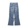 Jeans femininos outono 2023 casual retro rua lavada calça solta de pernas largas modelo de trabalho meados de cintura