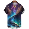 Casual overhemden voor heren Mode voor heren 3D Sky Step bedrukte kleding van hoge kwaliteit Los shirt met korte mouwen Strand Hawaiiaan en blouse