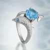 Fedi nuziali Bellissimo e brillante anello con zaffiro intarsiato a forma di delfino Design creativo Accessori per gioielli di moda da donnaNozze