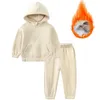 Bekleidungssets Kinderbekleidung Herbst und Winter Kinder Fleece Langarm Set 0-6 Jahre alt Baby Kapuzenpullover Sport zweiteilig S 231202