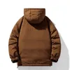 Men's Down Parkas Winter Jacket Hooded Thicken Padded Windproof Letter Printed Cotton Coat Men Tooling Pocket Allmatch Loose Jackets 231108