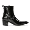 6,5 cm obcasowe buty męskie czarne, oryginalne skórzane buty na kostce mężczyzn botki zip rycerze dla mężczyzn, duży rozmiar EU38-47!