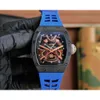 Richardmill Orologi RM Orologio da uomo Nuovo aggiornamento Tourbillon a 6 caratteri Movimento meccanico automatico Uomo Marca Hollow Samurai Armatura High End DFZM