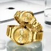 New CHENXI Golden Dial Mens Fashion Quartz Watch Men Stainless Steel Waterproof Business Clock Man Wrist Watches