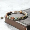 Strand vintage etnisk stil 7 5,5 mm naturlig kejsare sten flätade armband handgjorda justerbara charm yoga armband smycken för kvinnor