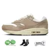 Nike Air Max 1 Travis Scott Cactus Jack CLOT Kiss Of Death 여성 남성 신발 바로크 브라운 토성 골드 케이브 스톤 파라 암스테르담 덴햄 트레이너 스포츠 스니커즈