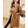 Dameswolmix Wolmixjas Dames Koreaanse mode Kantoor Dame Winterjassen met enkele knop Zak Kameel Halflange trenchcoat voor dames 231109