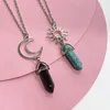 Łańcuchy Modna Kamień Naturalny sześciokątny naszyjnik dla kobiet Kryształowa moc kwarc lapis lazuli wisior biżuteria