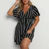 Casual Dresses Women's Striped Print Wrap V Neck Short Sleeve A Line Dress Nigh For Women