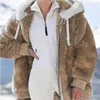 Moletons masculinos moletom inverno mulheres jaquetas de pelúcia casual oversize lã xadrez faux fur moda com capuz zíper quente senhoras casaco de cor sólida 2023 231108