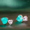 Orecchini a bottone JoiasHome Paraiba Tormalina Stub per fascino Lady con pietra preziosa a forma di cuore 5A Zircone femminile Argento gioielleria raffinata regalo