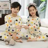 Pyjamas Children Pyjamas Winter Clothing Set for Boys Girls Tops + Pants 2st Sleepwear Suit Cartoon Cat Totoro Cotton Kids Pyjamasl231109