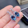 Stud Earrings Natural Sapphire Genuine 925 Sterling Silver Earring Exquisite Gifts For Women Luxury Bridal Wedding Jewelry