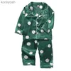 Pijamas 2021 novo outono bebê crianças meninas meninos polka dot print sleepwear conjunto manga longa botão blusa topos + calças pijamas l231109