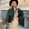 Kurtki damskie Stylowe Lady Autumn Winter Merodi Green Short Jacket Fashion Bomber Bomber Long Rleeve Bomber Płaszcz damski 231109