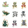 Brooches 2023 Fashion Shell Jewelry Unique Enamel Pin Metal Crystal Rhinestone Frog Brooch Broche Vintage Large Animal For Women