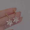 Stud Mode Femmes Rose Zircon Flocon De Neige Crochet Dangle Boucles D'oreilles pour Exquise Femme De Noce De Noël Boucle D'oreille Cadeau Bijoux 231109