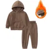 Bekleidungssets Kinderbekleidung Herbst und Winter Kinder Fleece Langarm Set 0-6 Jahre alt Baby Kapuzenpullover Sport zweiteilig S 231202