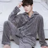 Herren Nachtwäsche Winter Langarm Dicke Warme Flanell Pyjama Sets Für Männer Korallen Samt Pyjama Anzug Pyjamas Homewear Nachtwäsche