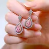 Stud Earrings Elegant Small Fresh Pear-shaped Pink Diamond 4 7mmearrings 925 Silver Simple Light Luxury