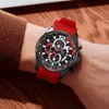 Montres-bracelets MINI FOCUS Mode Hommes Montres Top Marque De Luxe Quartz Étanche Sport Horloge Montre-Bracelet Relogio Masculino Rouge Bracelet En Silicone 231109