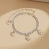 Cavigliere squisito ciondolo a forma di luna braccialetto cavigliera con strass catena lucida per le donne fascino accessori per gioielli da spiaggia estiva regalo