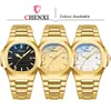 CHENXI мужские часы, лучший бренд, оригинальные водонепроницаемые кварцевые часы для мужчин, золотые наручные часы в деловом стиле с датой, полностью стальные наручные часы