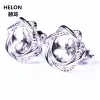 925 Sterling Silver Earrings 6mm Pearl or Round Bead Semi Mount Women Stud Earrings for Women Fine Jewelry DIY Stone Setting Party Gift