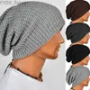 Beanie / Skull Caps Homens Mulheres Beanie Knit Crochet Preto Cinza Chapéu Outono Inverno Macio Quente Solto Cap Crânio Chapéu De Esqui Dança Bonnet Moda Casual Cap YQ231108